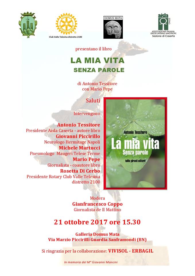 Locandina della presentazione del libro «La mia vita. Senza parole»